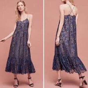 Anthropologie Moulinette Soeurs Blue Celestial Lace Dress